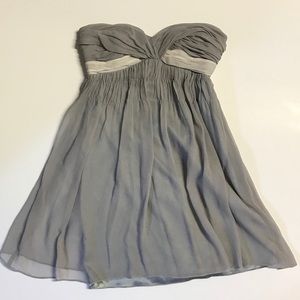 Arden B. Silk Gray & White Sleeveless Babydoll Top